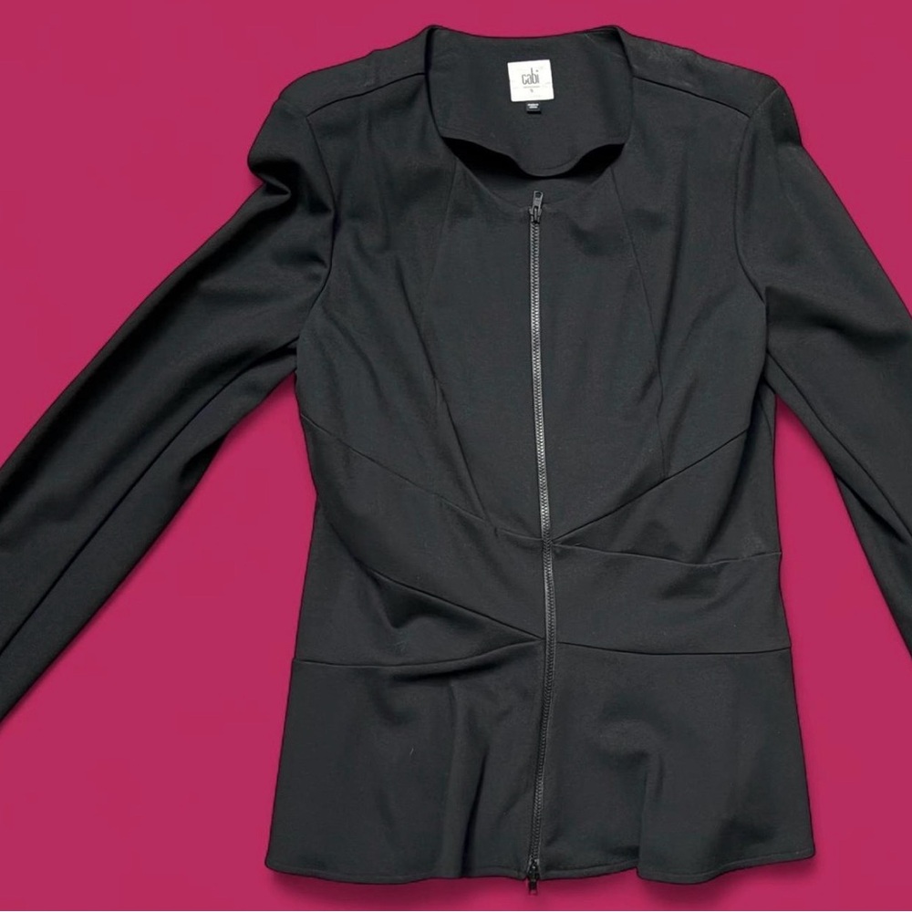 CAbi Black Zip-Front Tailored Blazer